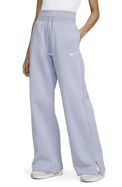 Shop Nike Sportswear Phoenix High Waist Fleece Sweatpants In Indigo Haze/ Sail