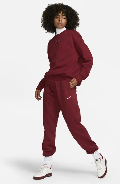 Shop Nike Sportswear Phoenix High Waist Fleece Sweatpants In Team Red/ White