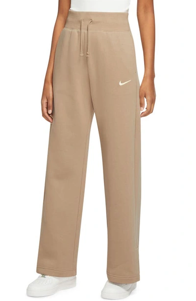 Shop Nike Sportswear Phoenix High Waist Wide Leg Sweatpants In Hemp/ Sail