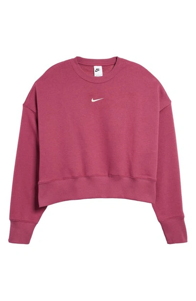 Shop Nike Phoenix Fleece Crewneck Sweatshirt In Rosewood/ Sail