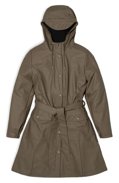 Shop Rains Curve Waterproof Jacket In Wood