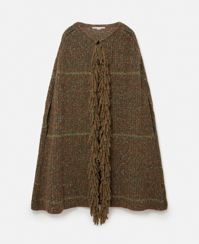 Shop Stella Mccartney Tweed Knit Cape Coat In Brown