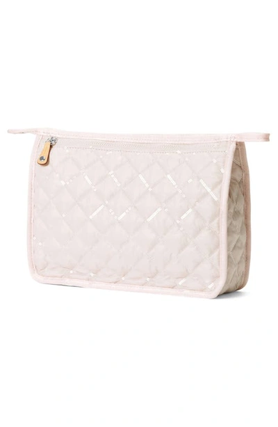 Shop Mz Wallace Metro Sequin Quilted Nylon Clutch In Rose With Sequins