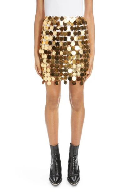 Shop Paco Rabanne Round Paillette Miniskirt In P710 Gold