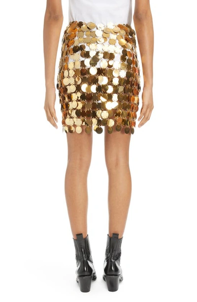 Shop Paco Rabanne Round Paillette Miniskirt In P710 Gold