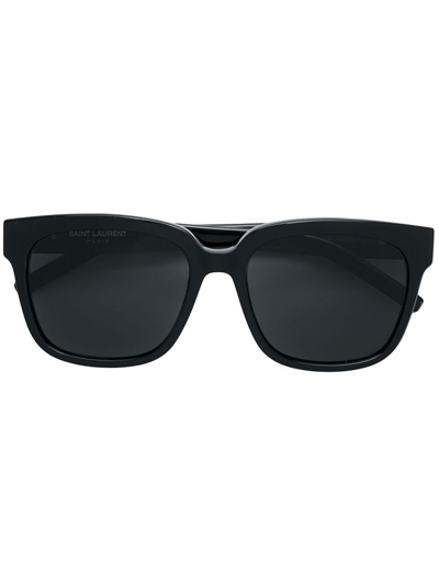 Shop Saint Laurent Logo Sunglasses In ブラック
