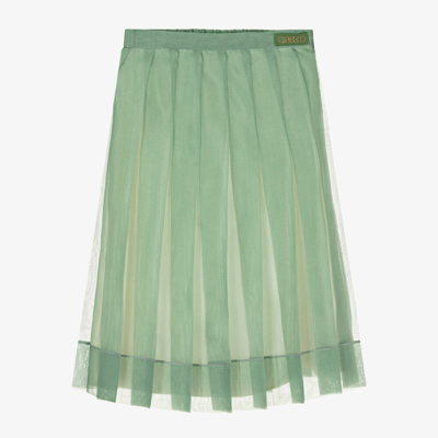 Shop Gucci Girls Green Silk Organza Skirt