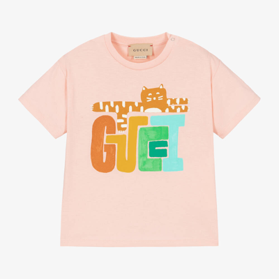 Shop Gucci Girls Pink Cotton T-shirt