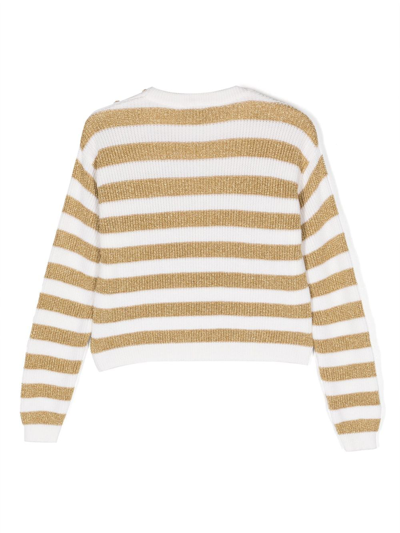 Shop Balmain Stripe-pattern Jumper In 白色