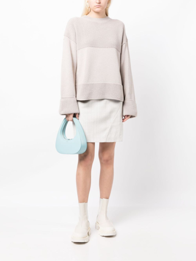 Off-white Colour-block Ribbed-knit Jumper In 灰色