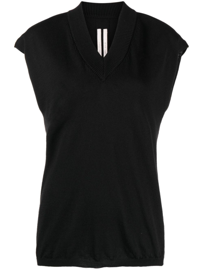 Shop Rick Owens V-neck Wool Top In 黑色