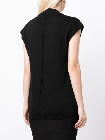 Rick Owens V-neck Wool Top In 黑色