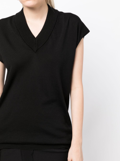 Rick Owens V-neck Wool Top In 黑色