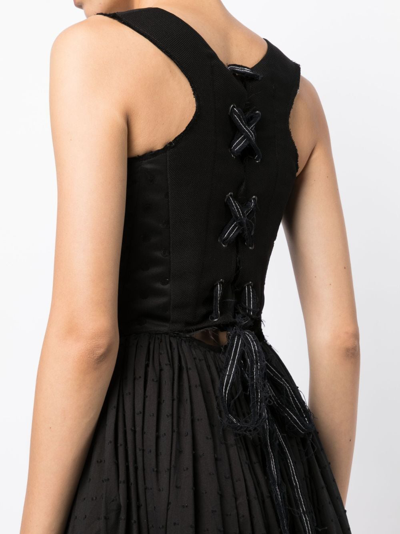 Shop Natasha Zinko Corset-style Panelled Midi Dress In 黑色