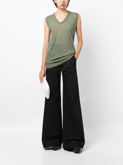 Rick Owens Sleeveless V-neck Tank Top In Green