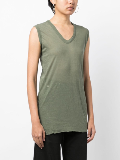 Rick Owens Sleeveless V-neck Tank Top In Green