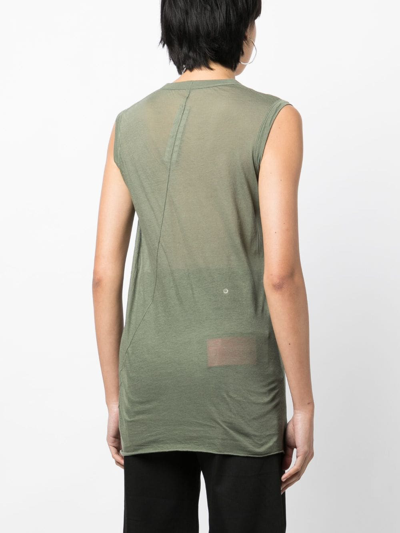 Rick Owens Sleeveless V-neck Tank Top In Green