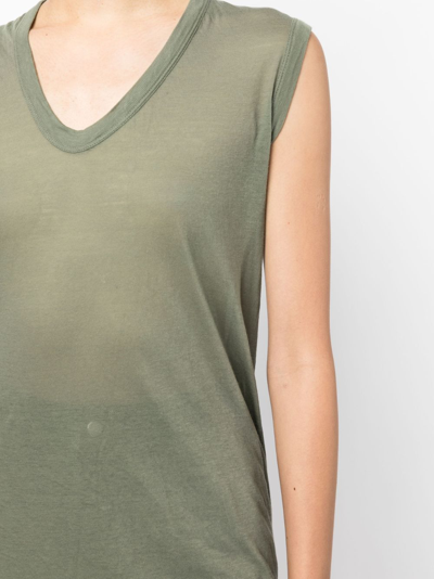 Rick Owens Sleeveless V-neck Tank Top In Green