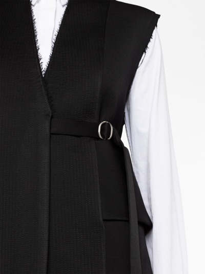 Shop Jil Sander Knee-length Belted Vest In 黑色