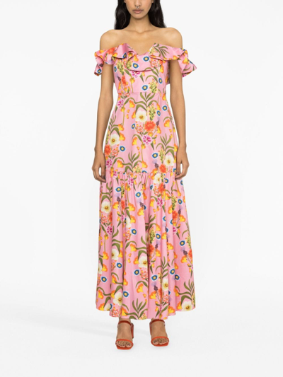 Shop Borgo De Nor Graphic-print Ruffle-detail Dress In Pink