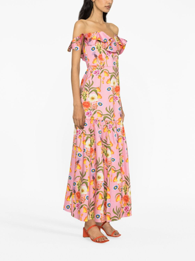 Shop Borgo De Nor Graphic-print Ruffle-detail Dress In Pink