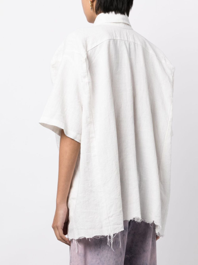 Shop Natasha Zinko Motif-embroidered Hemp Shirt In 中性色