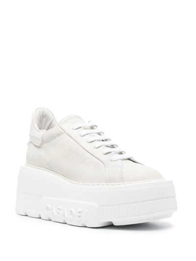 Shop Casadei Nexus Round-toe Leather Sneakers In 灰色