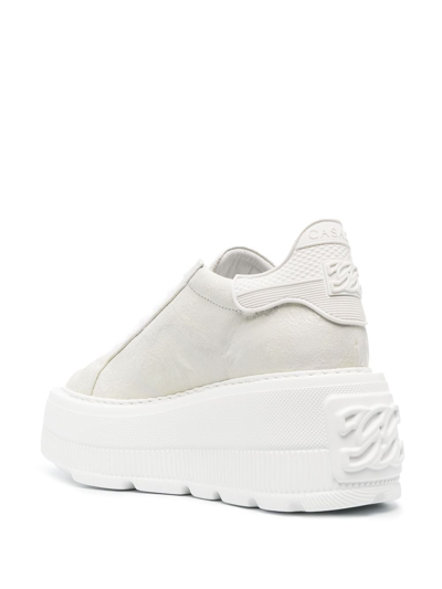 Shop Casadei Nexus Round-toe Leather Sneakers In 灰色