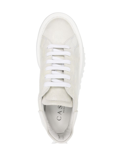 Shop Casadei Nexus Round-toe Leather Sneakers In 灰色