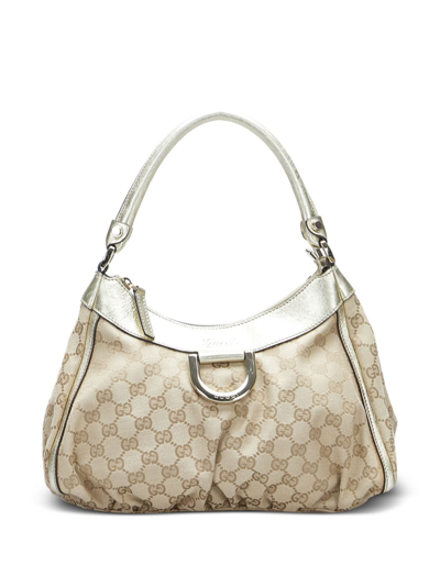 Pre-owned Gucci Gg Canvas Abbey D Ring Shoulder Bag In Neutrals