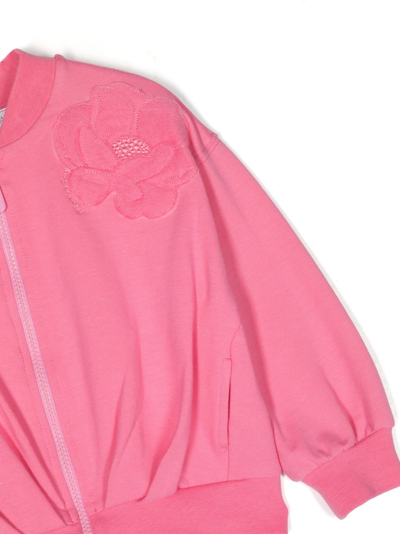 Shop Monnalisa Embroidered Bomber Jacket In Pink