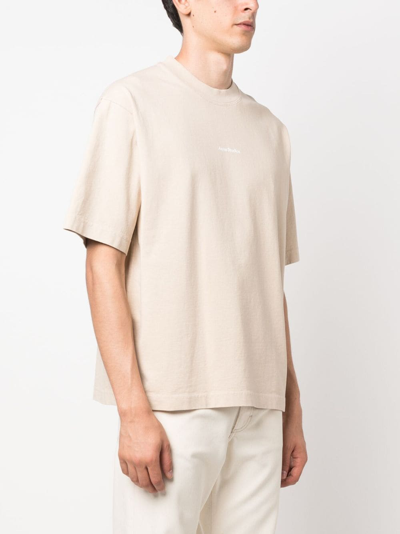 Shop Acne Studios Logo-print Cotton T-shirt In 中性色