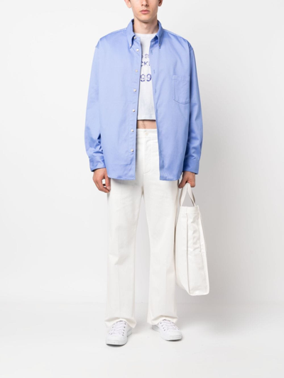 Shop Acne Studios Button-down Shirt Jacket In 蓝色
