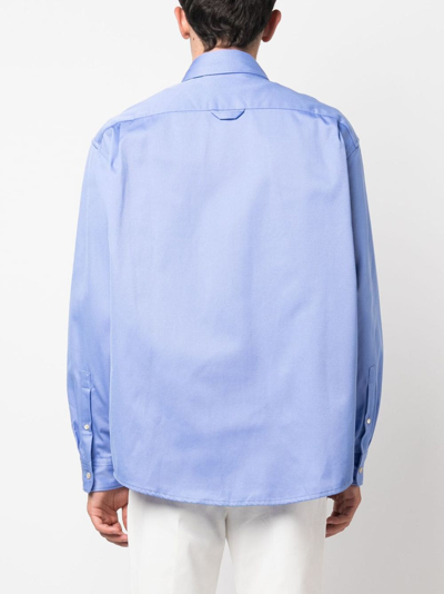 Shop Acne Studios Button-down Shirt Jacket In 蓝色