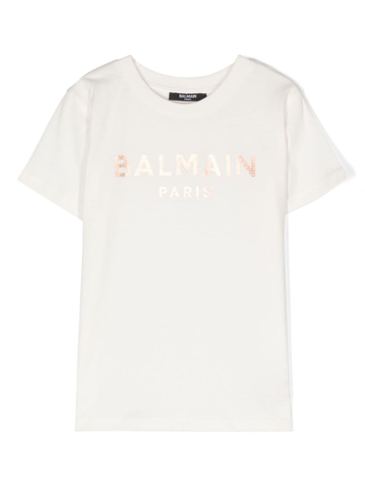 Balmain Logo-print Cotton T-shirt In 白色