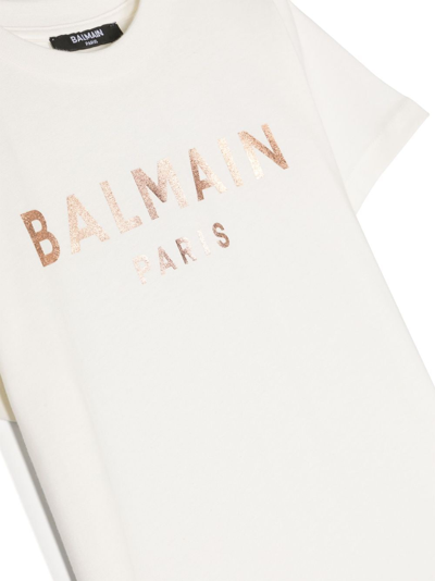 Shop Balmain Logo-print Cotton T-shirt In 白色