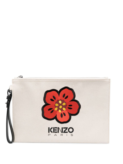 Shop Kenzo Boke Flower Motif Clutch In 中性色