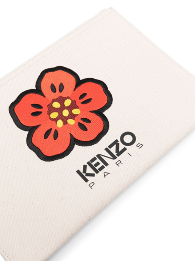Shop Kenzo Boke Flower Motif Clutch In 中性色