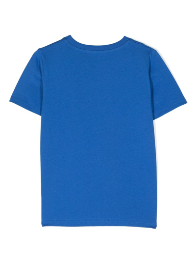 Shop Balmain Logo-print Cotton T-shirt In 蓝色