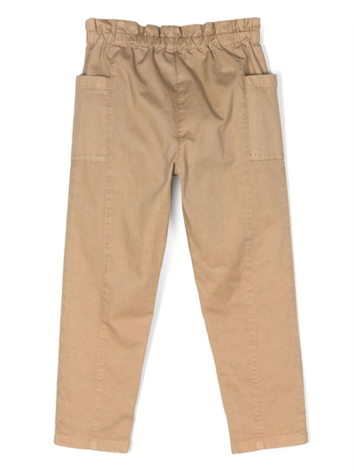 Shop Bonpoint Tiche Paperbag-waist Trousers In Neutrals