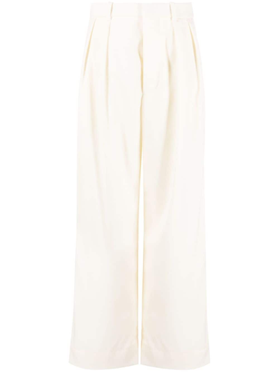Wardrobe.nyc Low-rise Wide-leg Wool Pants In 中性色