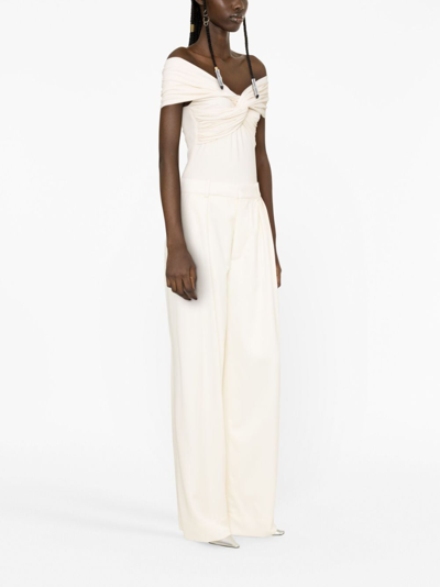 Wardrobe.nyc Low-rise Wide-leg Wool Pants In 中性色