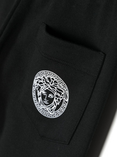 Shop Versace Medusa Head-print Cotton Track Pants In Black