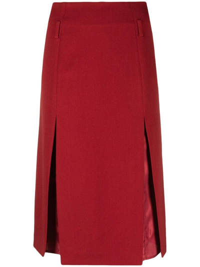 Shop Victoria Beckham Double Layer Slit Skirt In Red