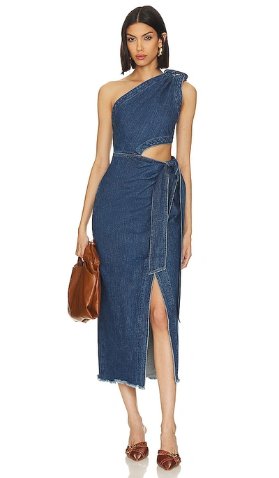 Shop Jonathan Simkhai Standard Doran Denim Midi Dress In Blue