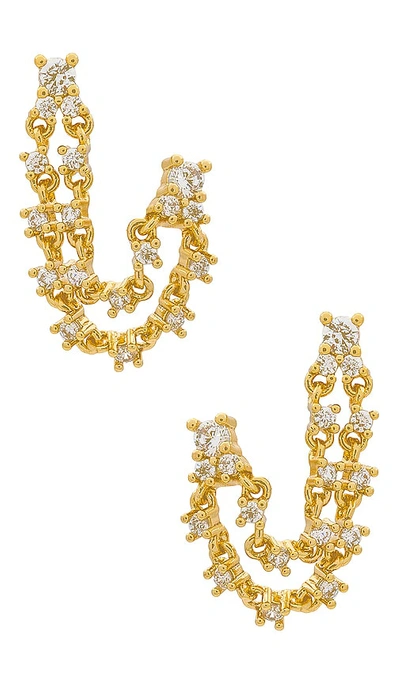 Shop Joy Dravecky Jewelry Ava Double Stud Earrings In Metallic Gold