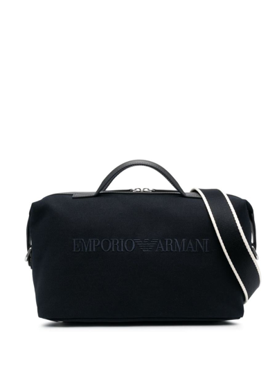 Shop Emporio Armani Canvas Tote Bag In Black
