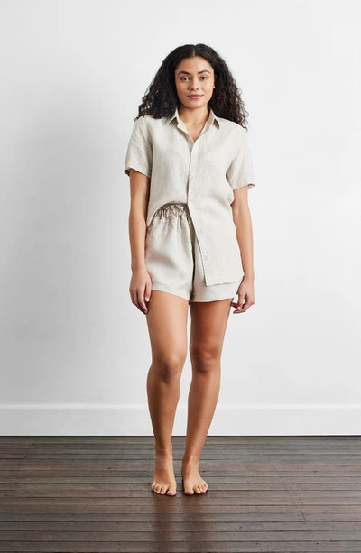 Shop Bed Threads Linen Shorts In Oatmeal