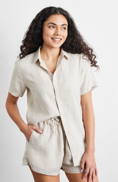 Shop Bed Threads Linen Shorts In Oatmeal