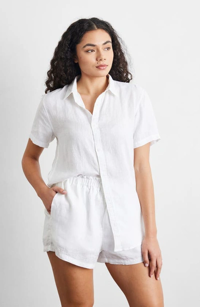 Shop Bed Threads Linen Shorts In White
